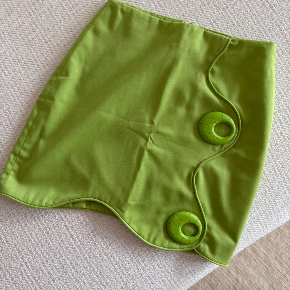 Shantall Lacayo IRREGULAR GREEN MINI SKIRT